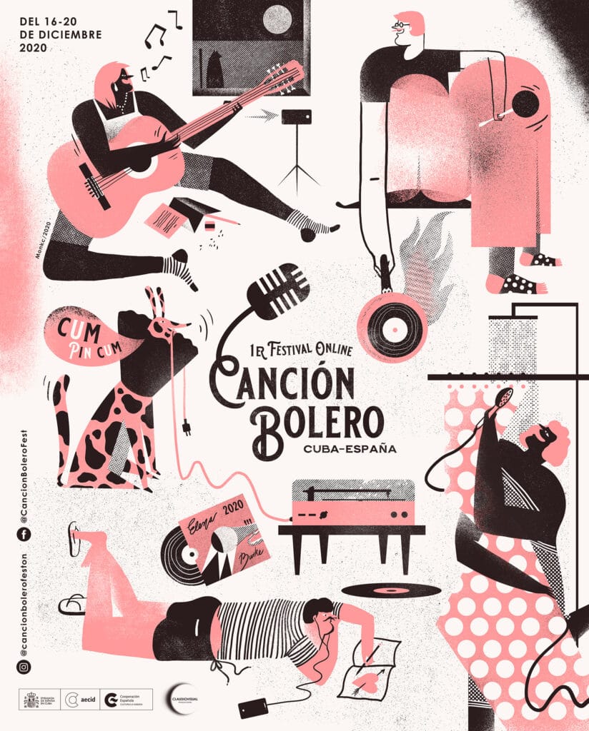 1st Online Festival of Boleros (Cuba-Spain) / Claudiovisual - Miguel Monkc - Anna Goodson Illustration Agency