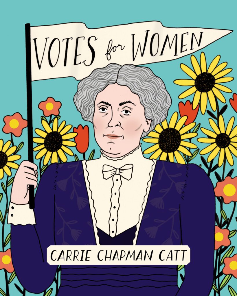 Portrait of Carrie Chapman Catt/PBS&#8217;s campaign of Trailblazers - Mai Ly Degnan - Anna Goodson Illustration Agency