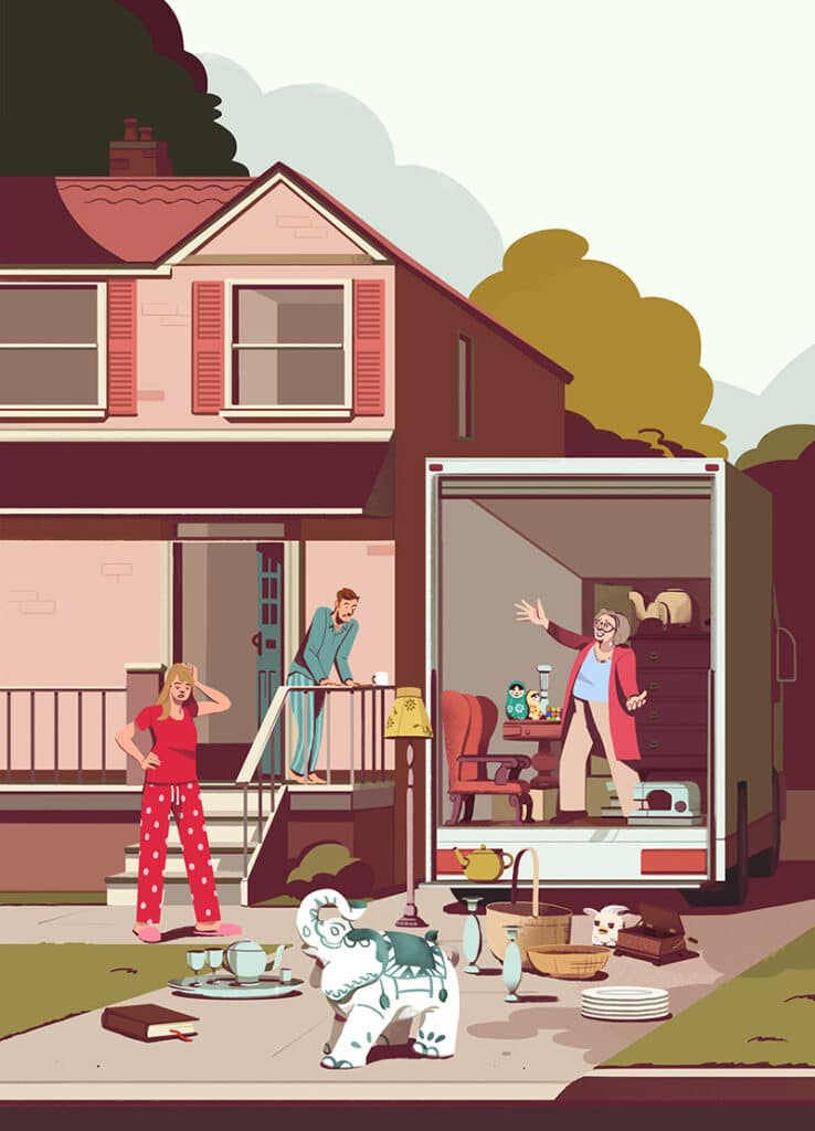 ecluttering your Home, Philly Magazine - Nathan Hackett - Anna Goodson Illustration Agency