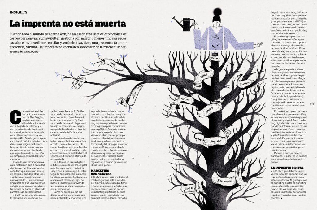 Printing is not dead /  Gràffica Info (Spain) - Miguel Monkc - Anna Goodson Illustration Agency