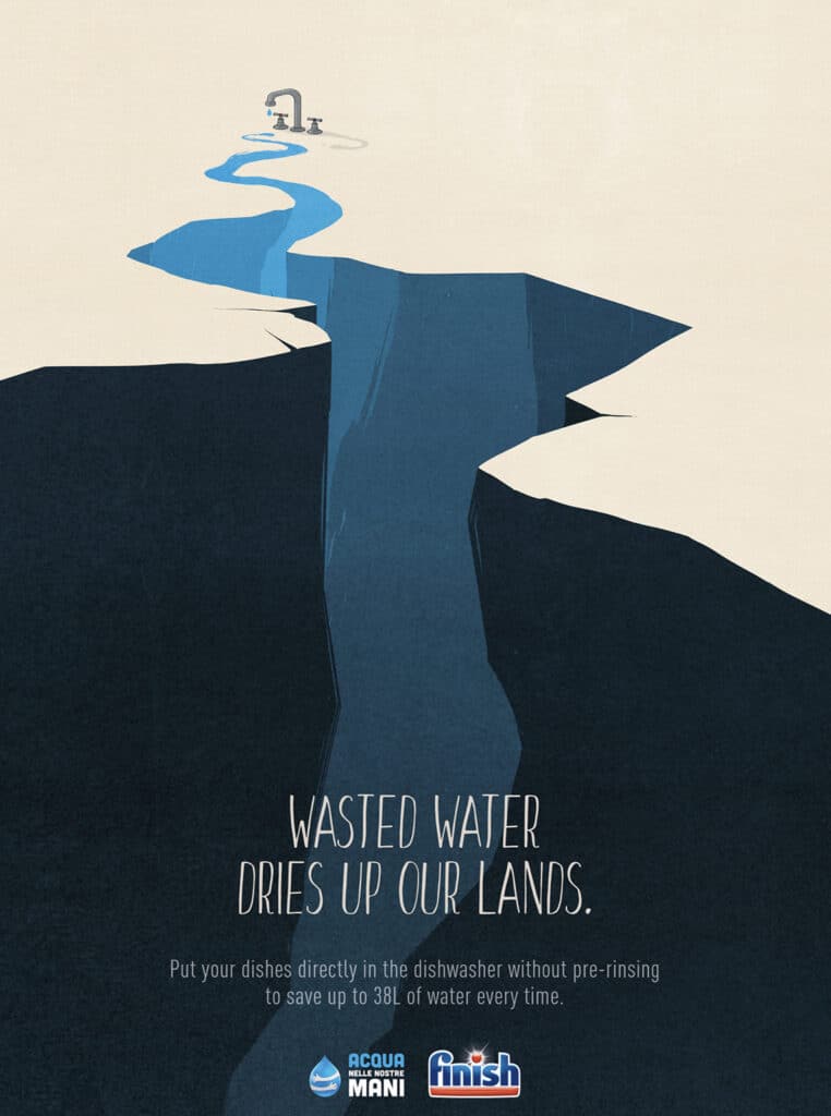 Wasted water dries up our land (Campagne against waste of water) Havas Milano-Finish - Andrea Ucini - Anna Goodson Illustration Agency