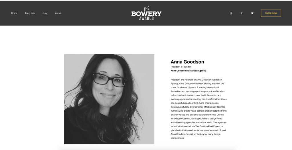 ill be part of this year&#8217;s Grand Jury for The Bowery Awards - Anna Goodson - Anna Goodson Illustration Agency