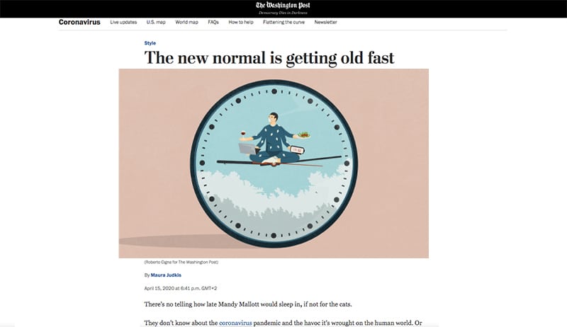 &#8220;The new normal is getting old fast&#8221; The Washington Post - Roberto Cigna - Anna Goodson Illustration Agency