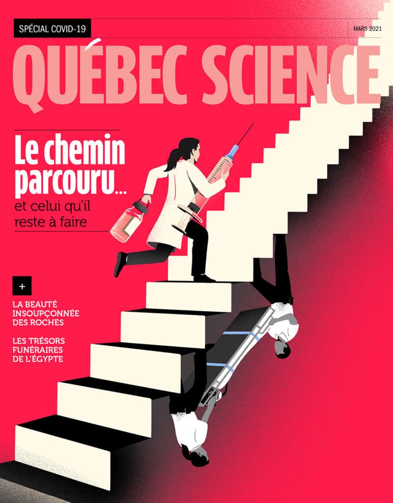 Québec Science &#8211; Covid-19: One year later - Sebastien Thibault - Anna Goodson Illustration Agency