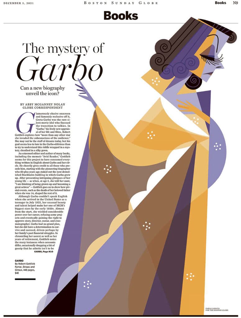 Greta Garbo for The Boston Globe - Pablo Lobato - Anna Goodson Illustration Agency