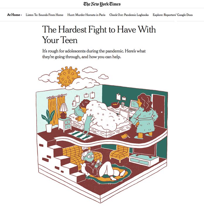 #8220;The hardest fight to have with your teen&#8221; The New York Times parenting section - Audrey Malo - Anna Goodson Illustration Agency