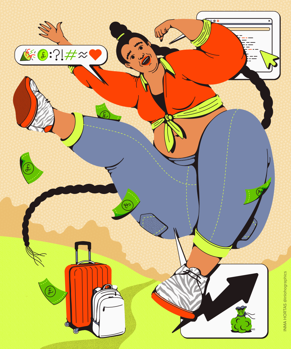 Inma Hortes / When I Arrived In The UK I Made 21k. Now I Make 66k&#8217; for REFINERY29 - Inma Hortas - Anna Goodson Illustration Agency