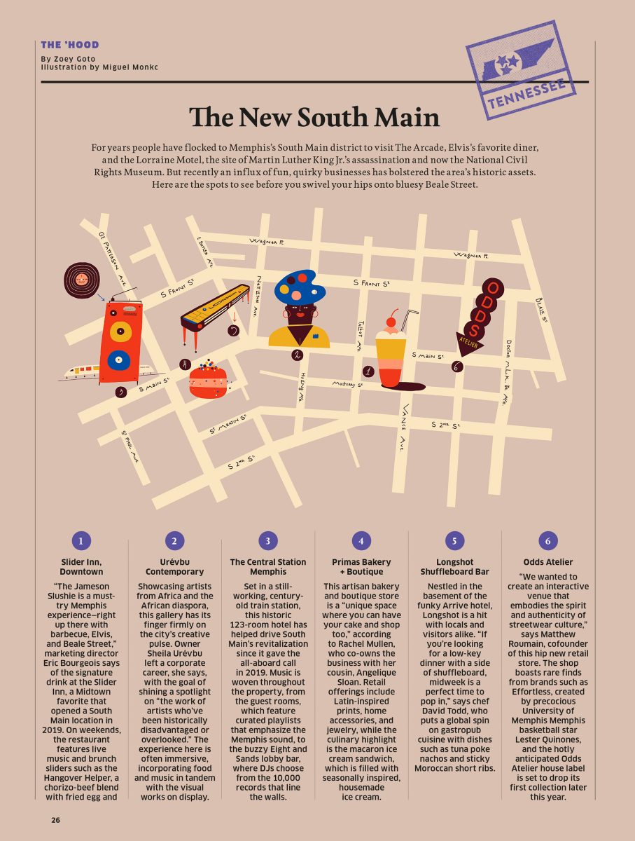 Memphis Map / Hemispheres Magazine, United Airlines, Ink Global - Miguel Monkc - Anna Goodson Illustration Agency