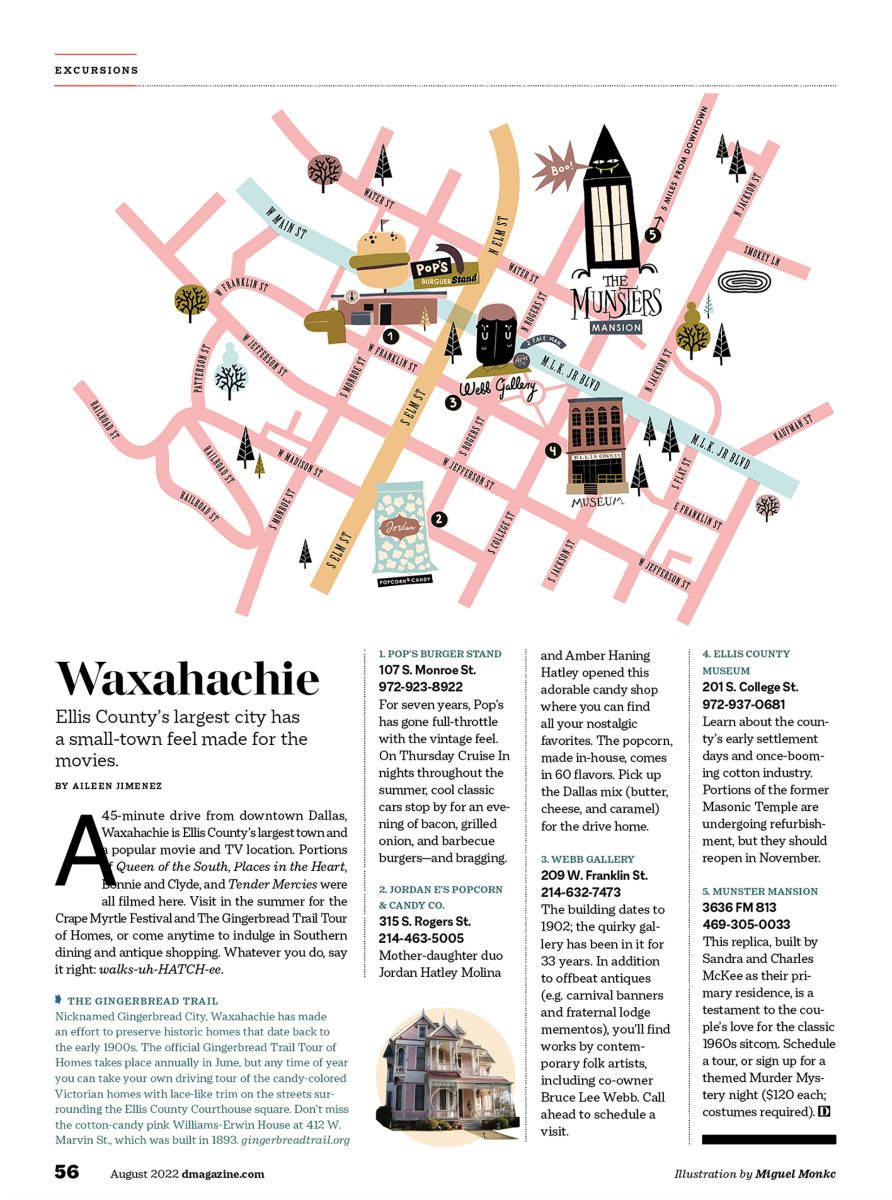 Illustrated Map for D Magazine - Miguel Monkc - Anna Goodson Illustration Agency