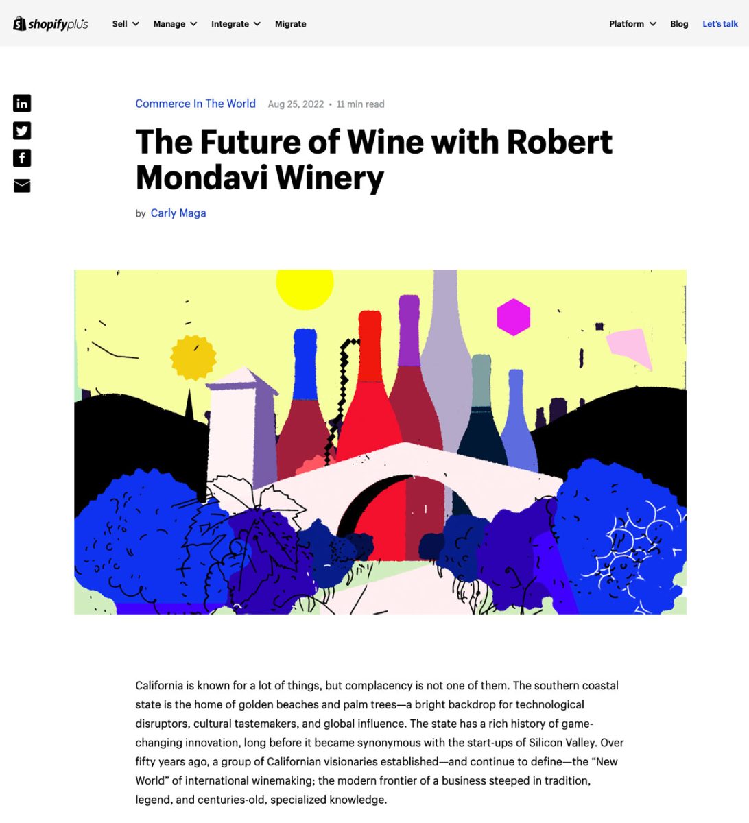 The Future of Wine with Robert Mondavi Winery/ Shopifyplus - Wayne Mills - Anna Goodson Illustration Agency