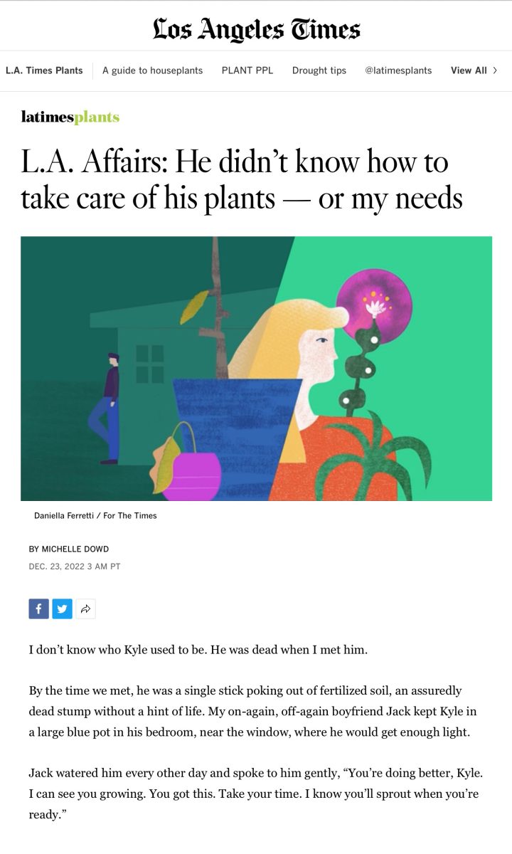 Los Angeles Times / He didn’t know how to take care of his plants — or my needs - Daniella Ferretti - Anna Goodson Illustration Agency