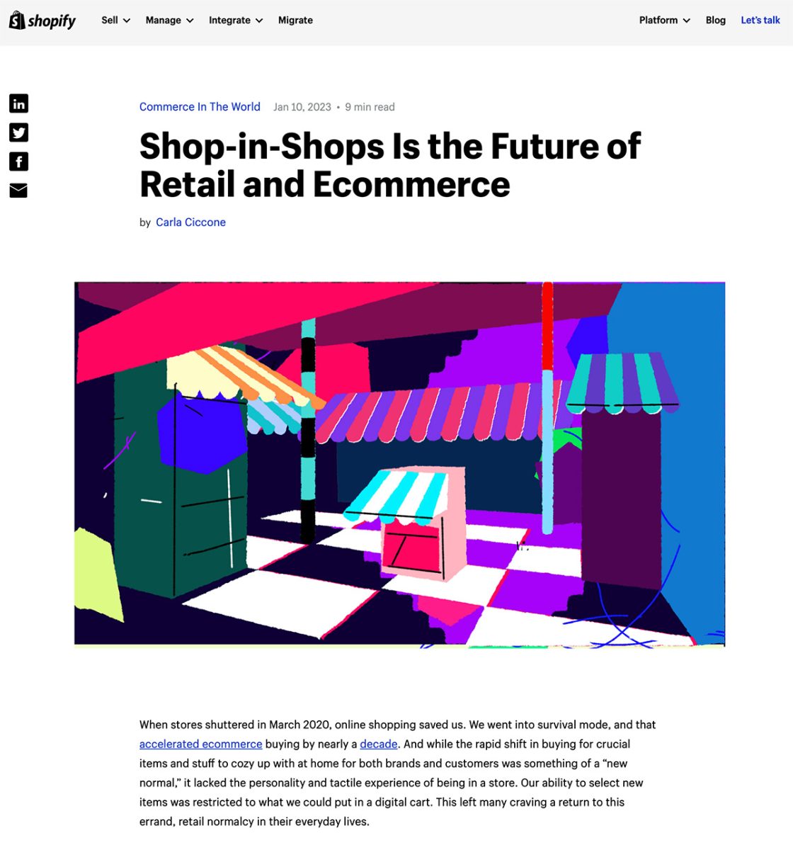 Shopify / Shop-in Shops est l&#8217;avenir du commerce de détail et du commerce électronique » - Wayne Mills - Anna Goodson Agence d'illustration