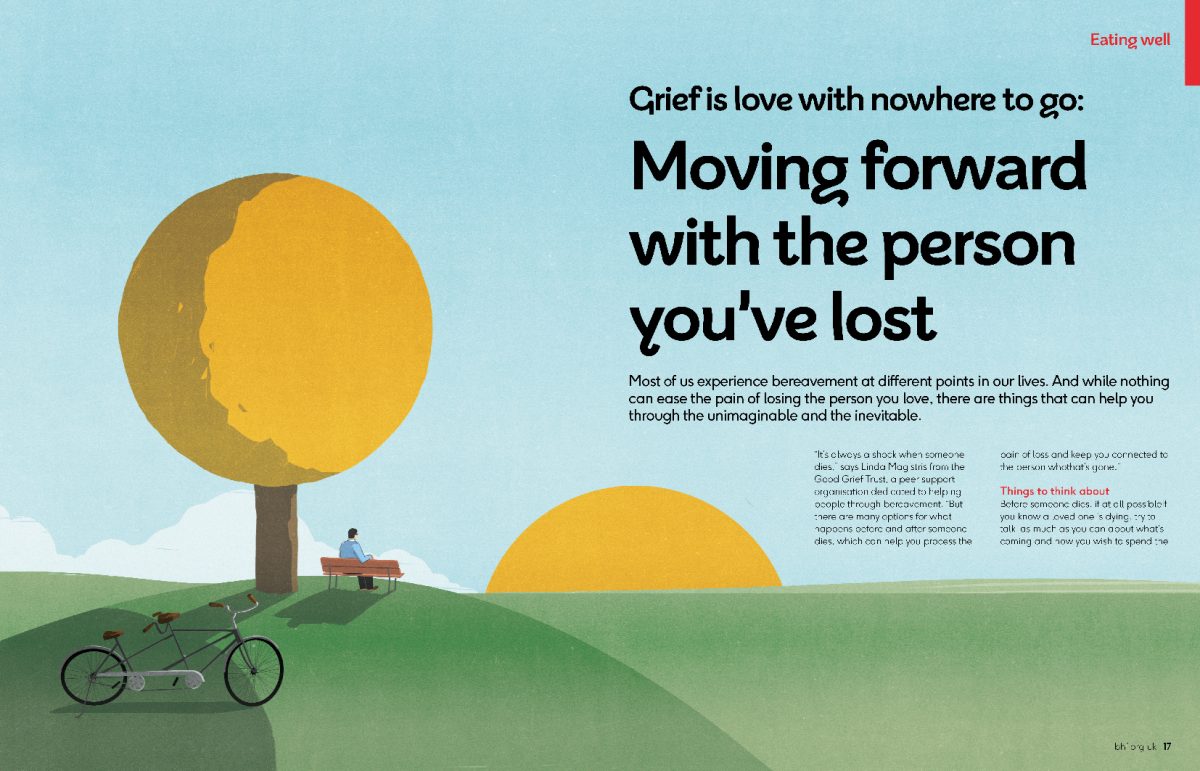 BHF British Heart Foundation / Grief is love with nowhere to go: Moving forward with the person you’ve lost - Andrea Ucini - Anna Goodson Illustration Agency