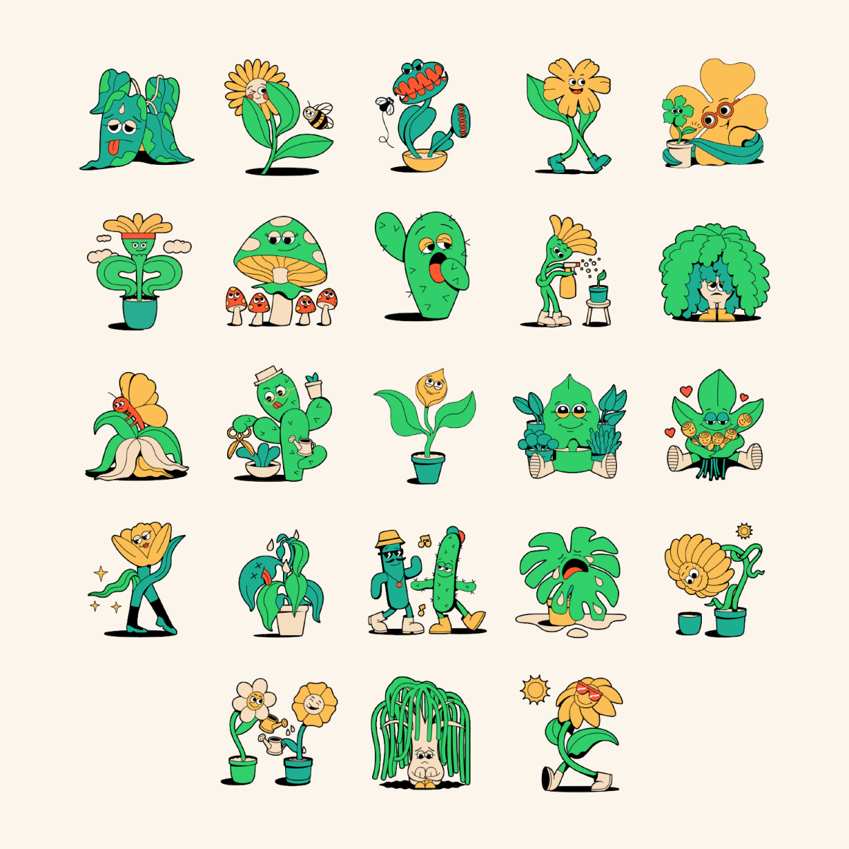 WhatsApp / Plant Buddies Stickers Pack - Lucila Perini - Anna Goodson Illustration Agency