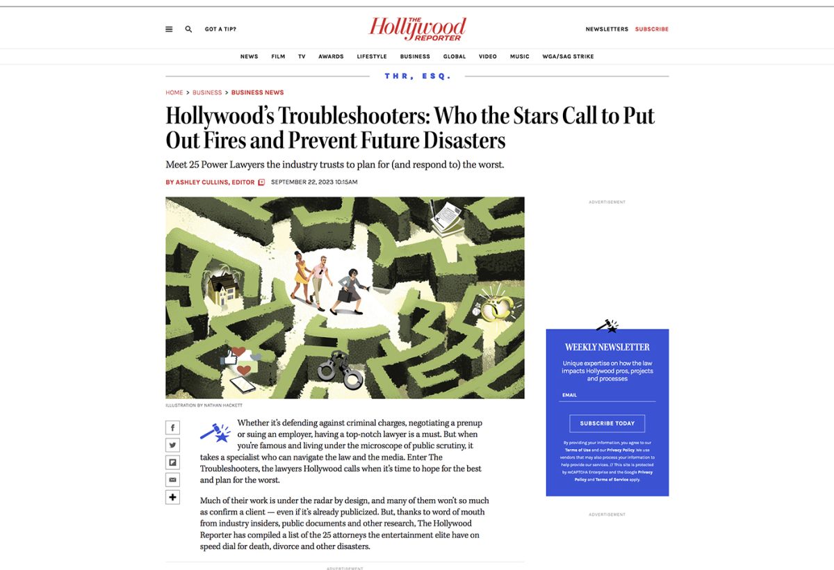 Hollywood Reporter / Hollywood Troubleshooters: Who the Stars Call to put out Fires and Prevent Future Disasters - Nathan Hackett - Anna Goodson Illustration Agency