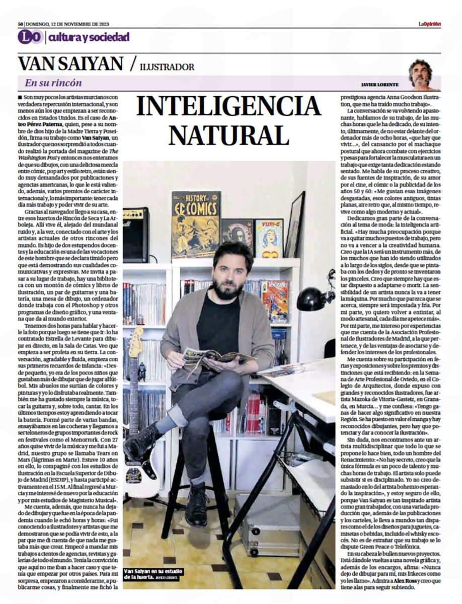 Interview for a Spanish daily (La Opinión de Murcia) - Van Saiyan - Anna Goodson Illustration Agency
