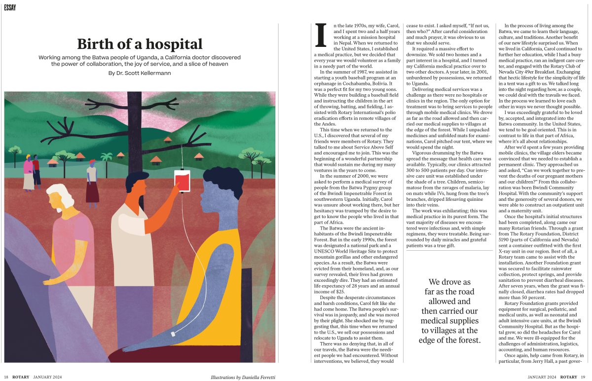 Rotary magazine / Birth of a Hospital - Daniella Ferretti - Anna Goodson Illustration Agency