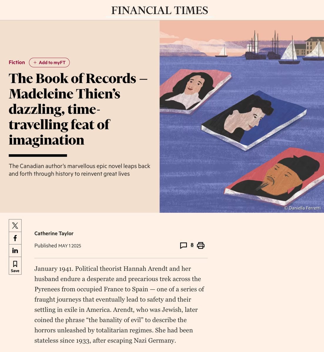 Financial Times Weekend / The Book of Records by Madeleine Thien - Daniella Ferretti - Anna Goodson Illustration Agency