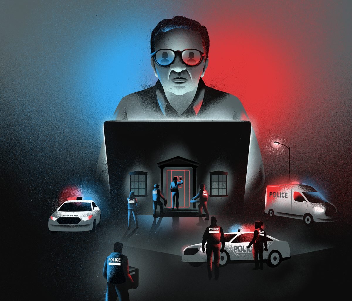 L&#8217;Actualité / The Hunt of Online pedophiles - Sebastien Thibault - Anna Goodson Illustration Agency