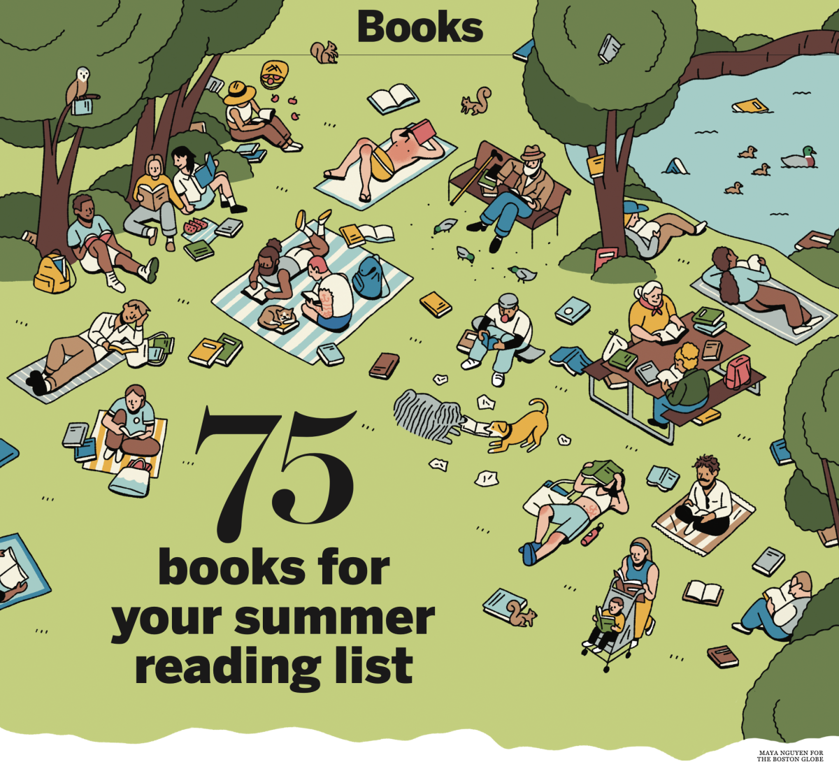 The Boston Globe Sunday Books / 75 Books for your summer reading list - Maya Nguyen - Anna Goodson Illustration Agency