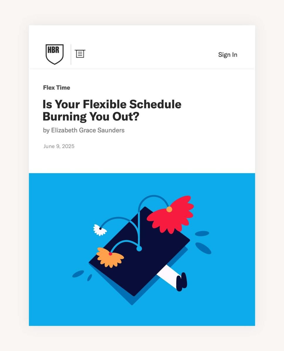 Jennifer Tapias Derch / Harvard Business Review / Votre horaire flexible vous épuise-t-il ? - Jennifer Dahbura - Anna Goodson Agence d'illustration