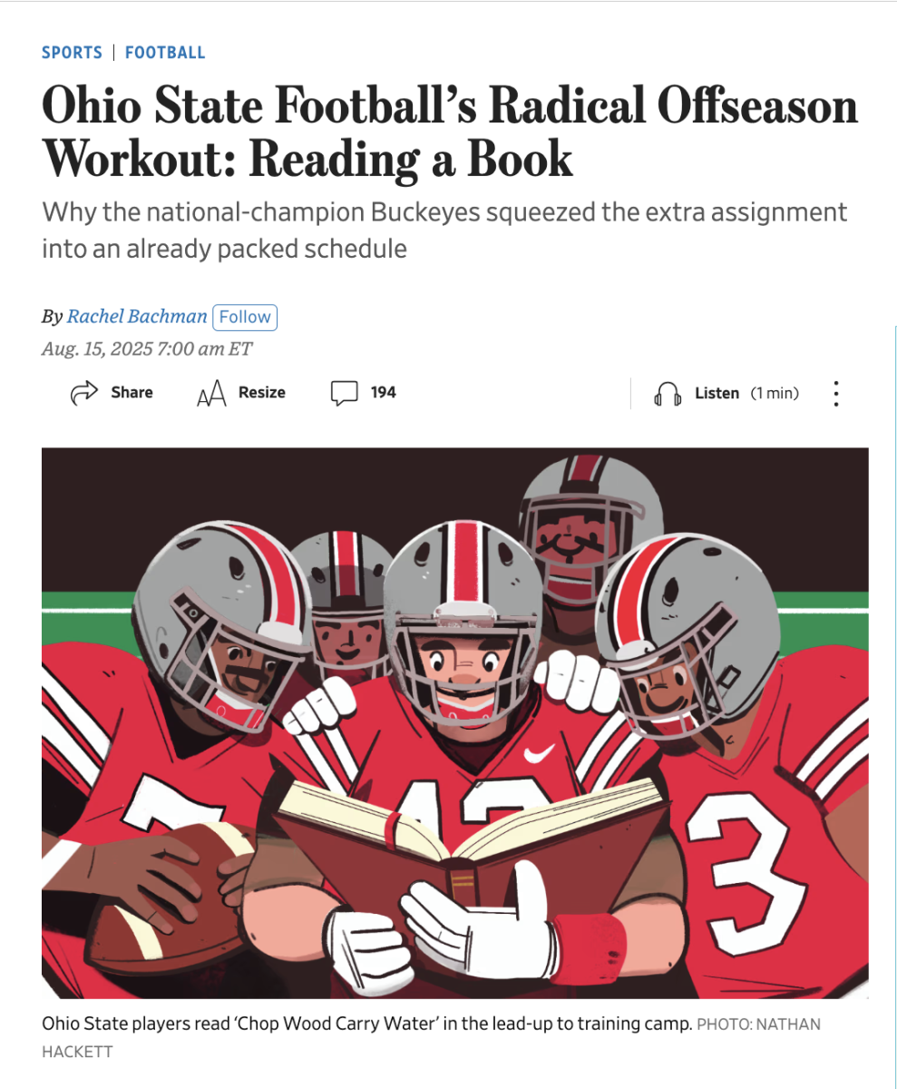 Wall Street Journal / Ohio State Football’s Radical Offseason Workout: Reading a Book - Nathan Hackett - Anna Goodson Illustration Agency