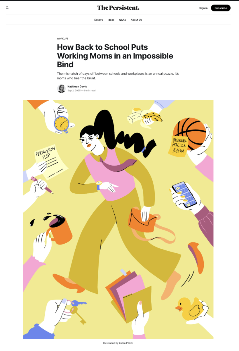 The Persistent / How Back to School Puts Working Moms in an Impossible Bind - Lucila Perini - Anna Goodson Illustration Agency