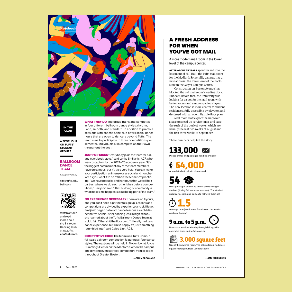 Tufts Magazine / Ballroom Dance Team - Lucila Perini - Anna Goodson Illustration Agency