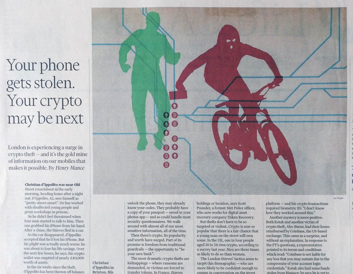 Financial Times / Crypto Snatch Thief - Joe Magee - Anna Goodson Illustration Agency