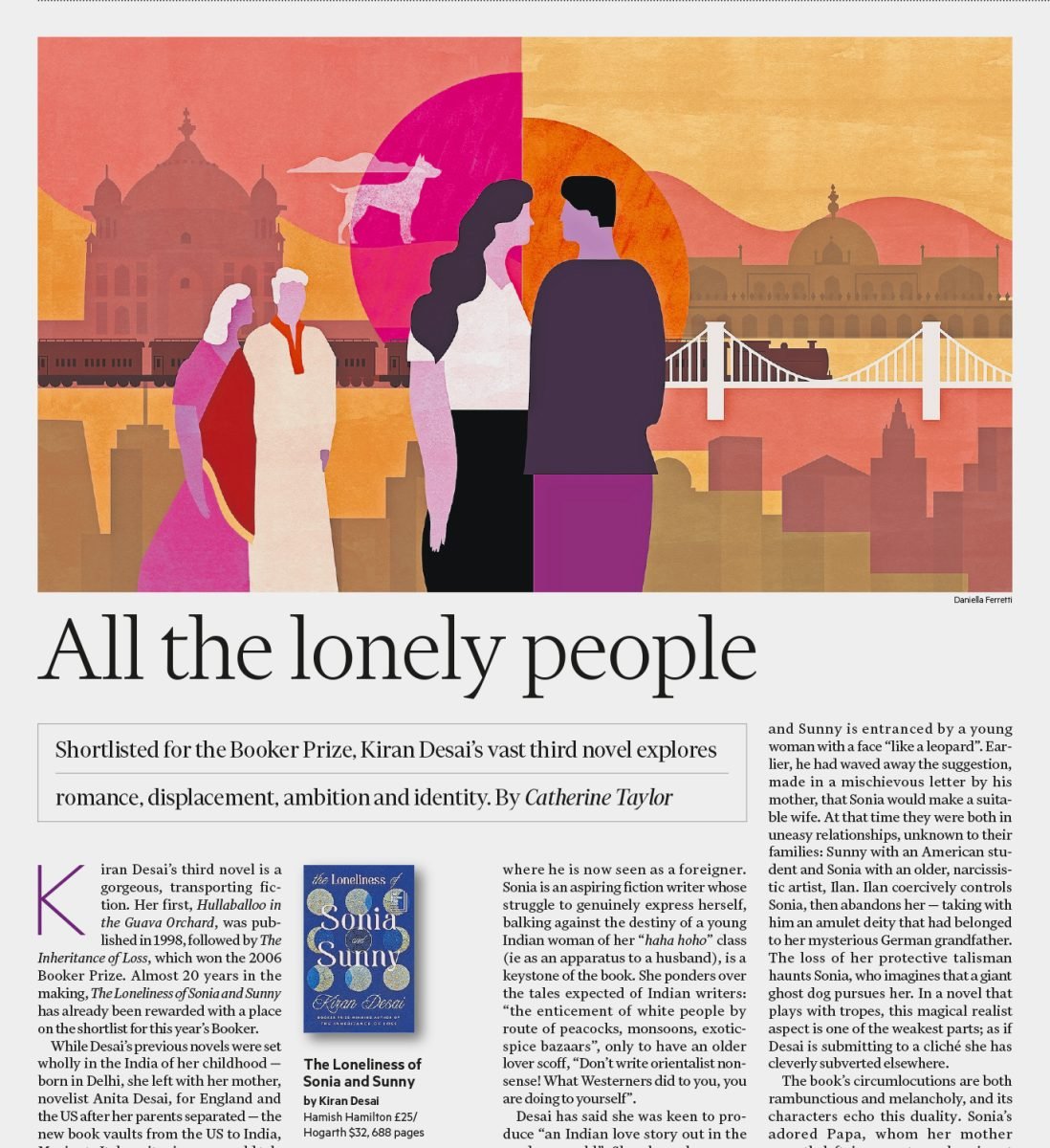 Financial Times Books / The Loneliness of Sonia and Sunny by Kiran Desai - Daniella Ferretti - Anna Goodson Illustration Agency