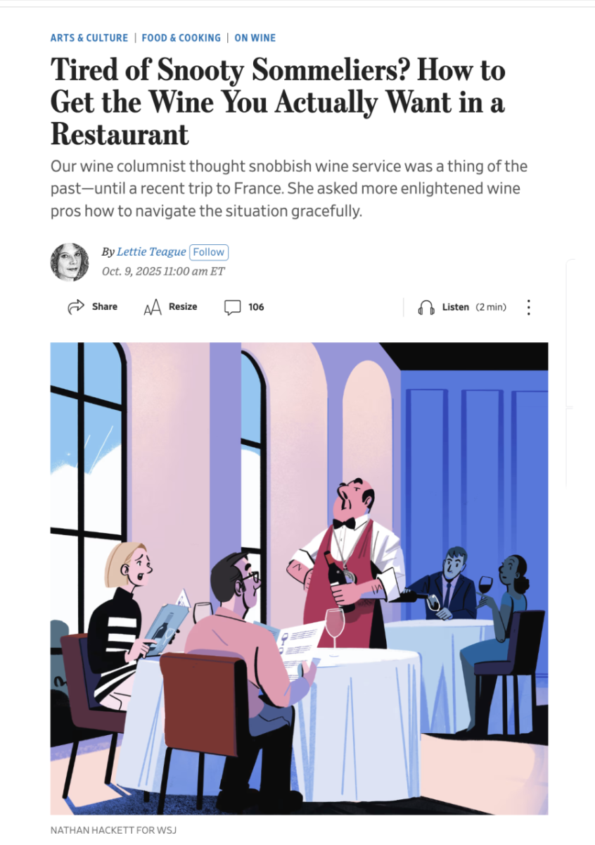 Wall Street Journal / Comment obtenir le vin que vous souhaitez vraiment au restaurant - Nathan Hackett - Anna Goodson Agence d'illustration