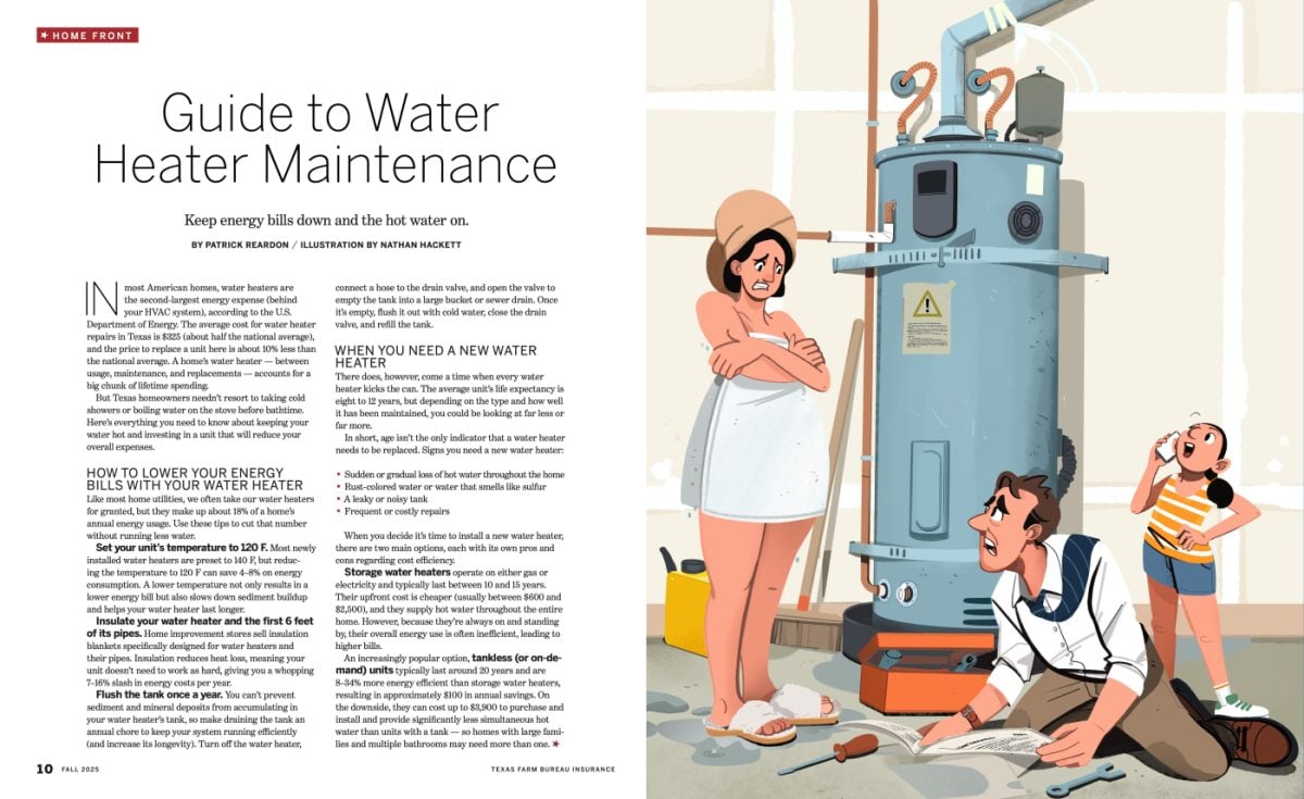 Texas Heritage for Living / Guide to Water Heater Maintenence - Nathan Hackett - Anna Goodson Illustration Agency