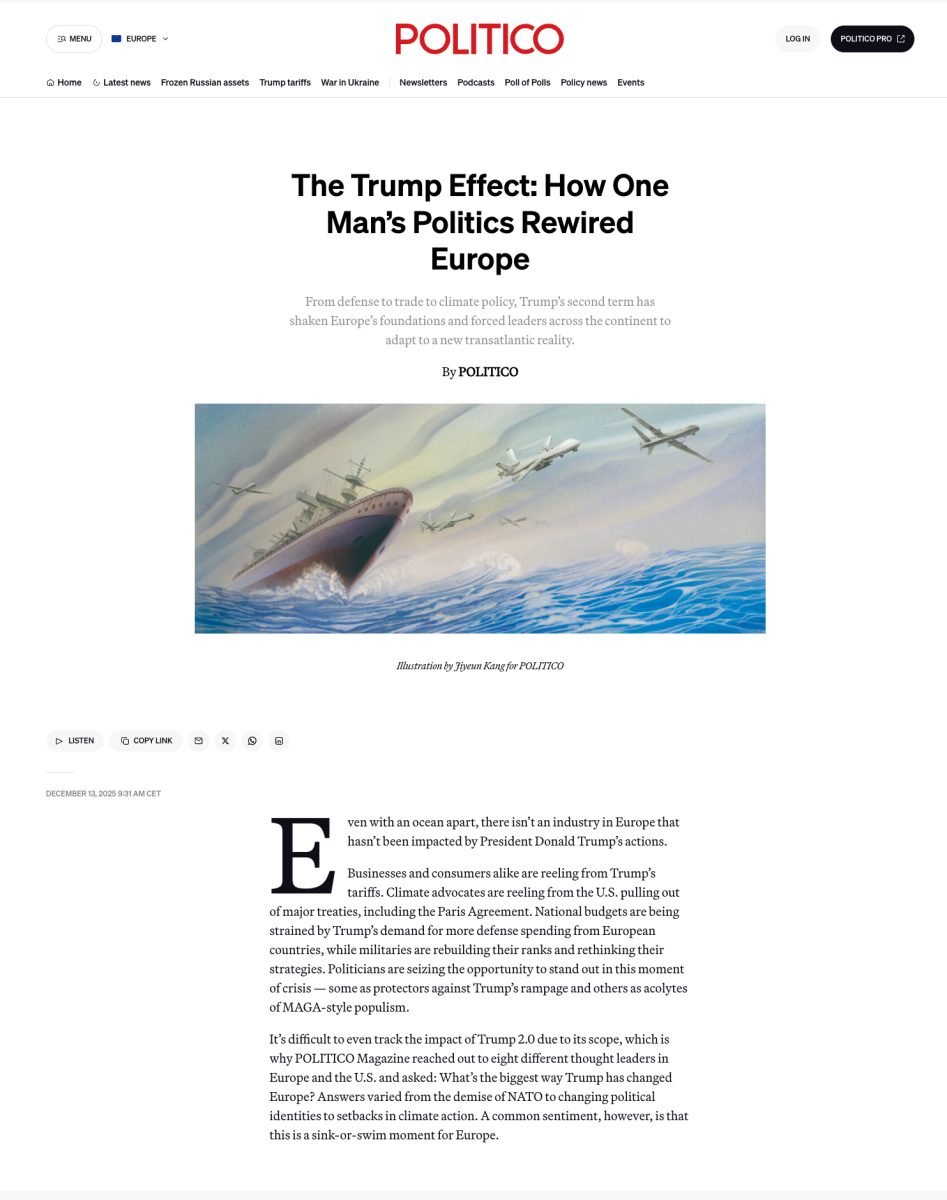 POLITICO / The Trump Effect: How One Man’s Politics Rewired Europe - JiYeun Kang - Anna Goodson Illustration Agency