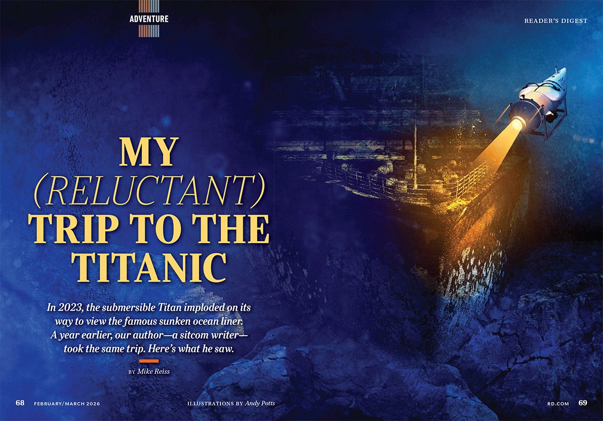 Reader&rsquo;s Digest / Mon voyage (à contrecœur) au Titanic - Andy Potts - Anna Goodson Agence d'illustration
