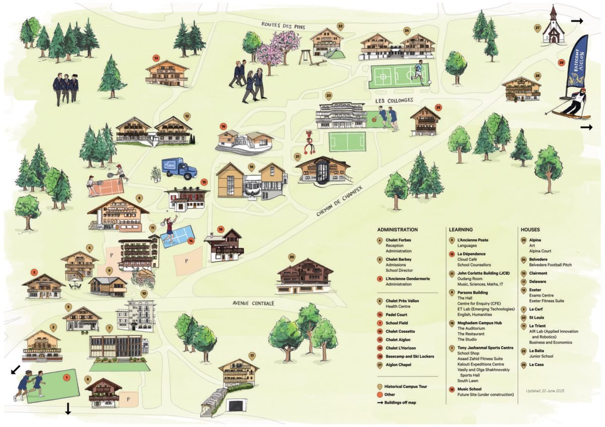 Aiglon College / Plan du campus - Clare Mallison - Anna Goodson Agence d'illustration