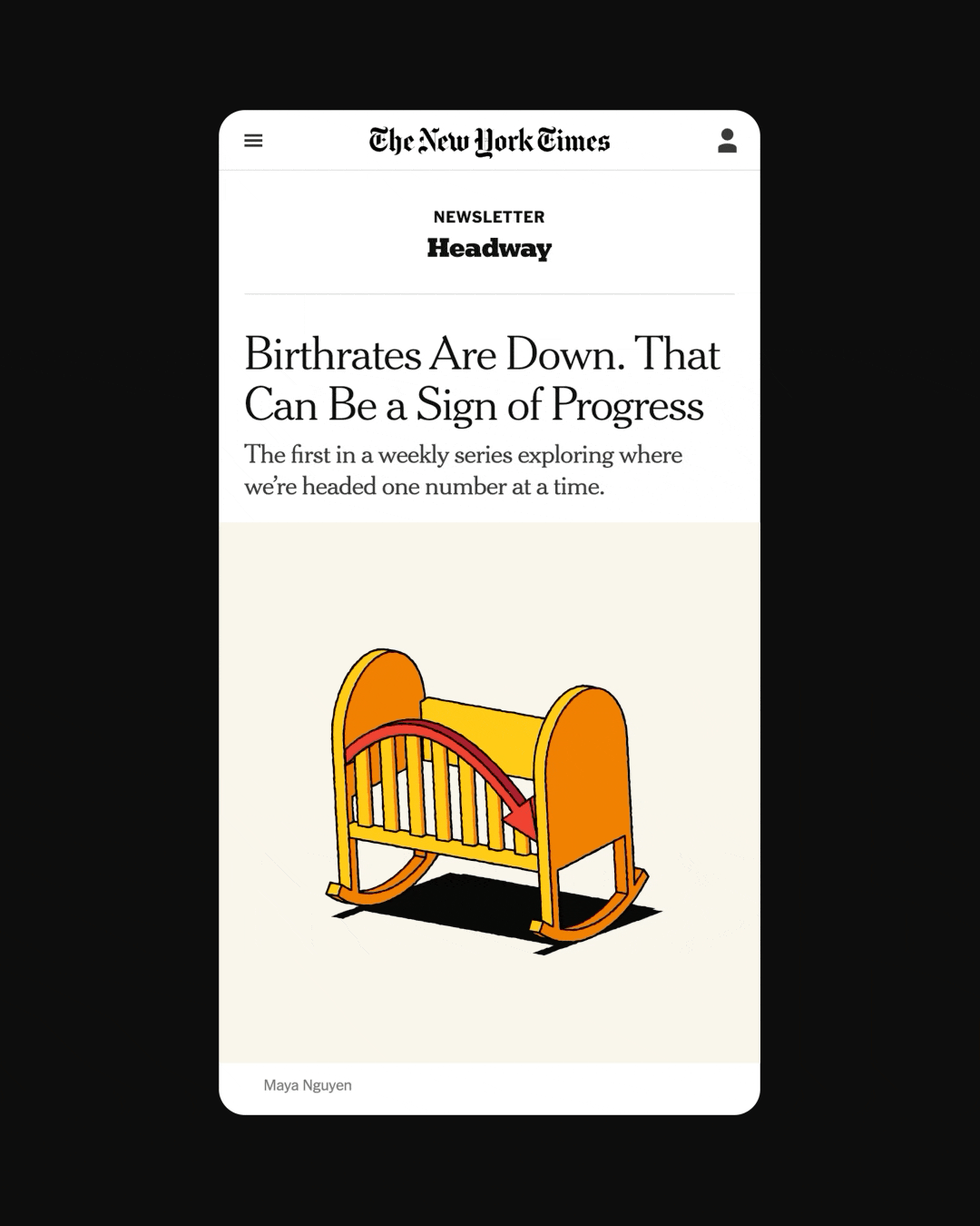 The New York Times / Headway Newsletter / Birthrates - Maya Nguyen - Anna Goodson Illustration Agency