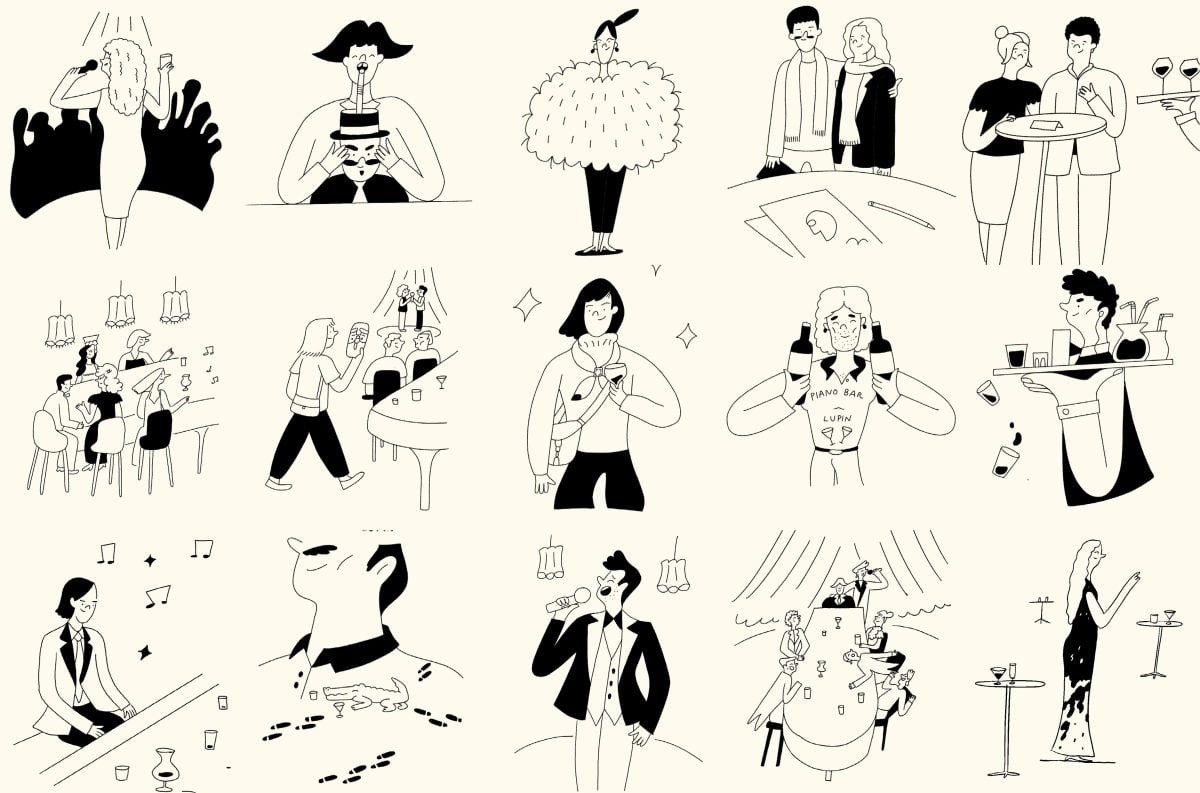 Piano Bar Lupin / Chronicler of one Night in Piano Bar Lupin - Diego Blanco - Anna Goodson Illustration Agency