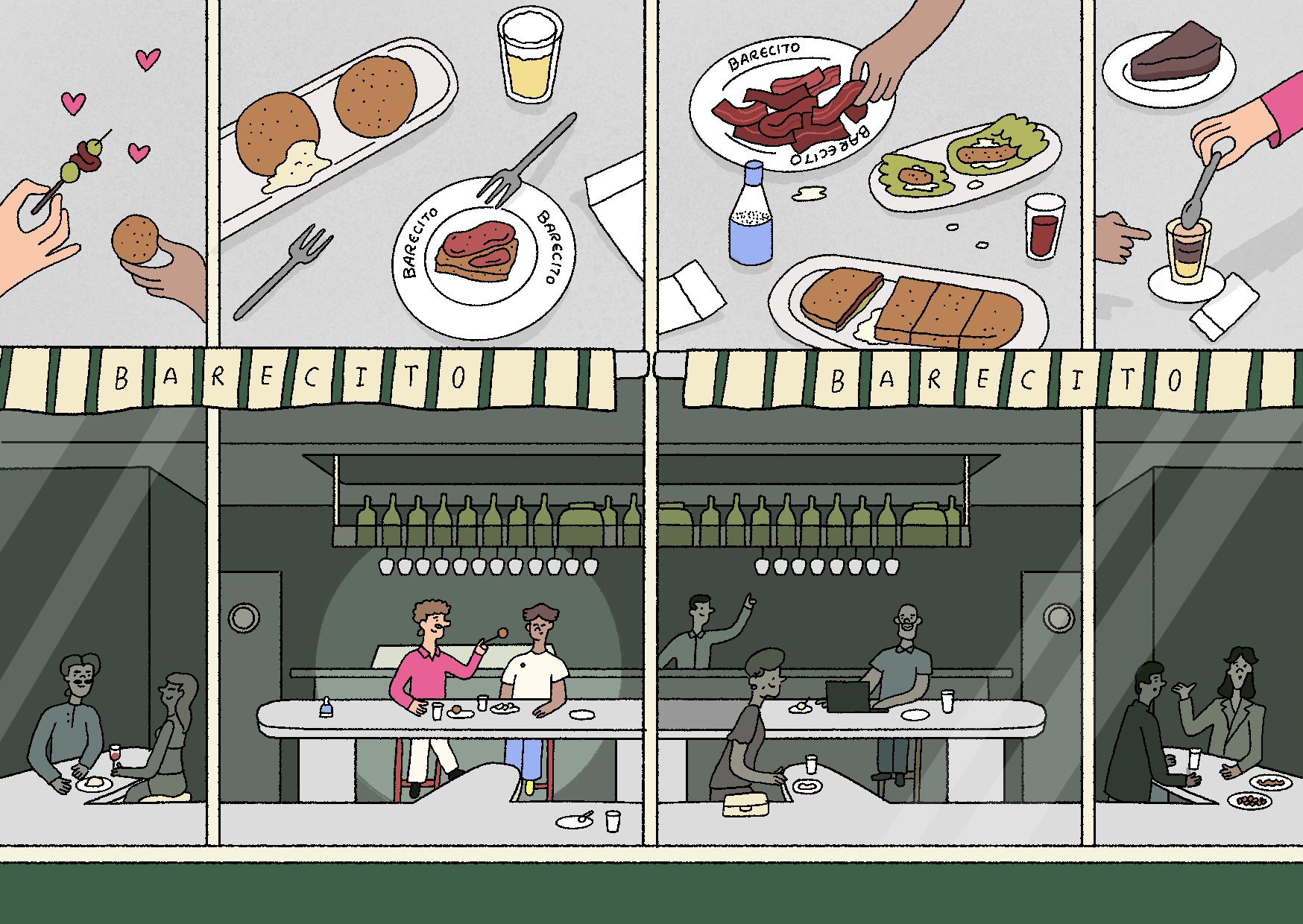 Diego Blanco / Gastroadictos / Postcard for the restaurant BARECITO
